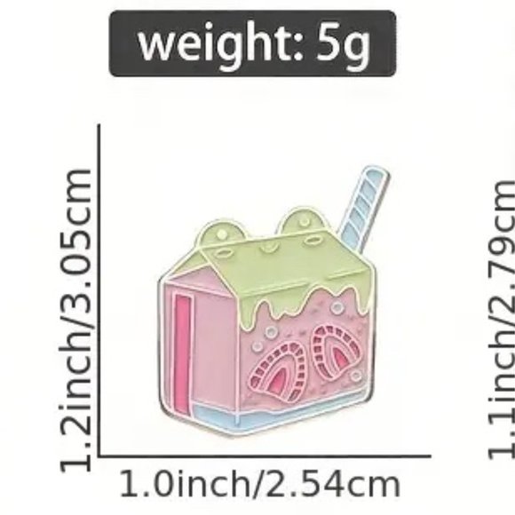 $5 | Cartoon frog juice box enamel pin - Picture 2 of 3